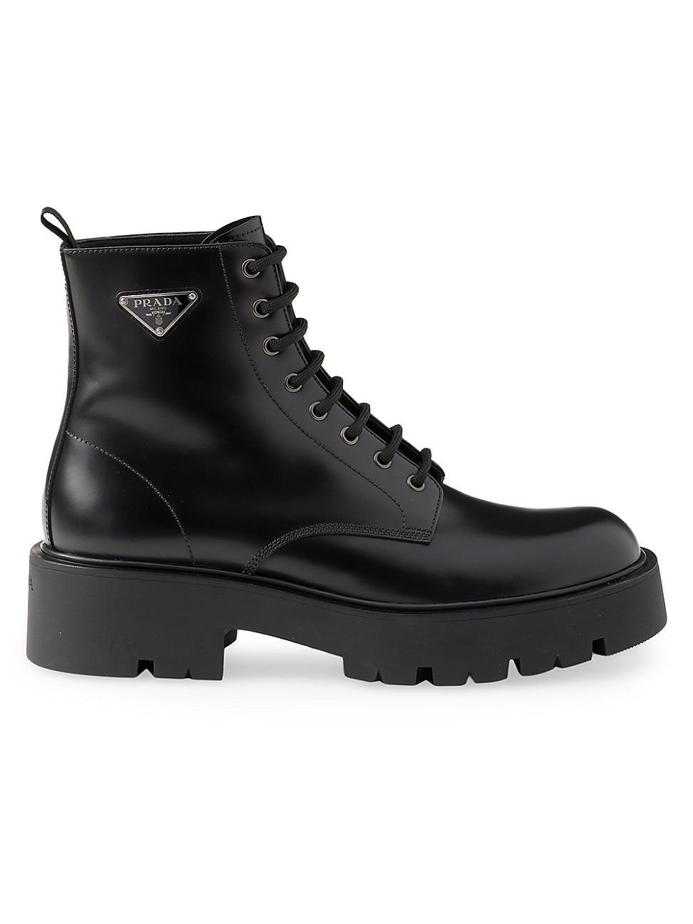 Mens Brushed Leather Combat Boots Product Image