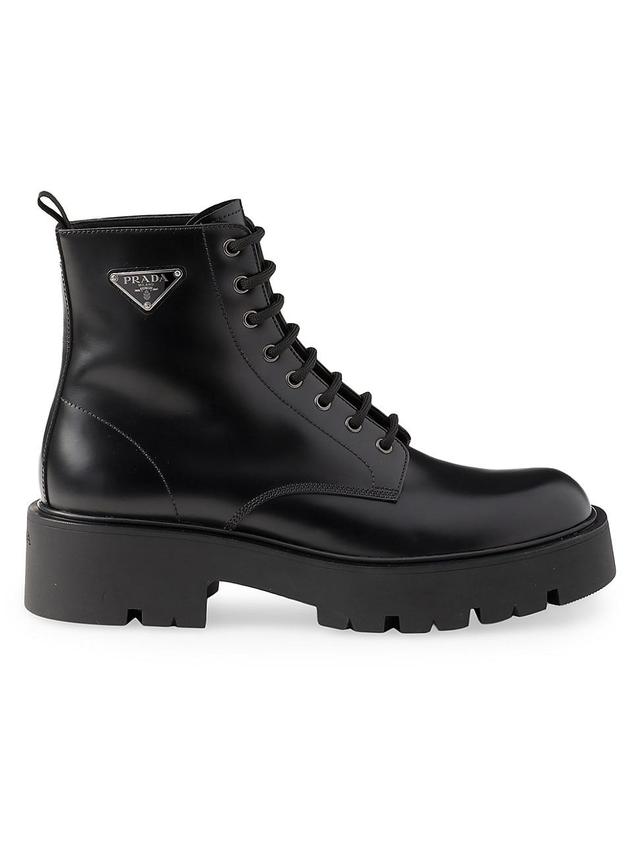 Mens Brushed Leather Combat Boots Product Image