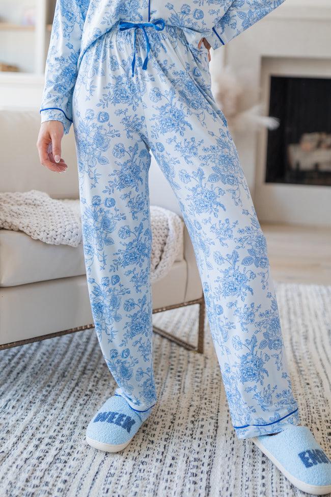 Under The Stars In Blue Floral Fantasy Bamboo Pajama Pants product image