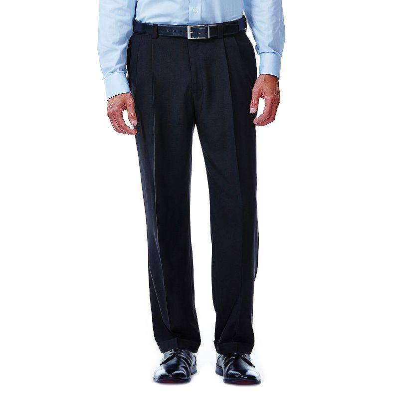 Mens Haggar eCLo Stria Classic-Fit Hidden Expandable Waist Pleated Dress Pants Product Image