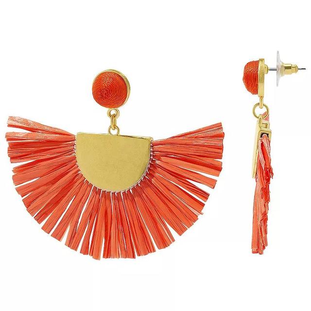 Sonoma Goods For Life Gold Tone Raffia Fan Drop Earrings, Womens, Orange Product Image