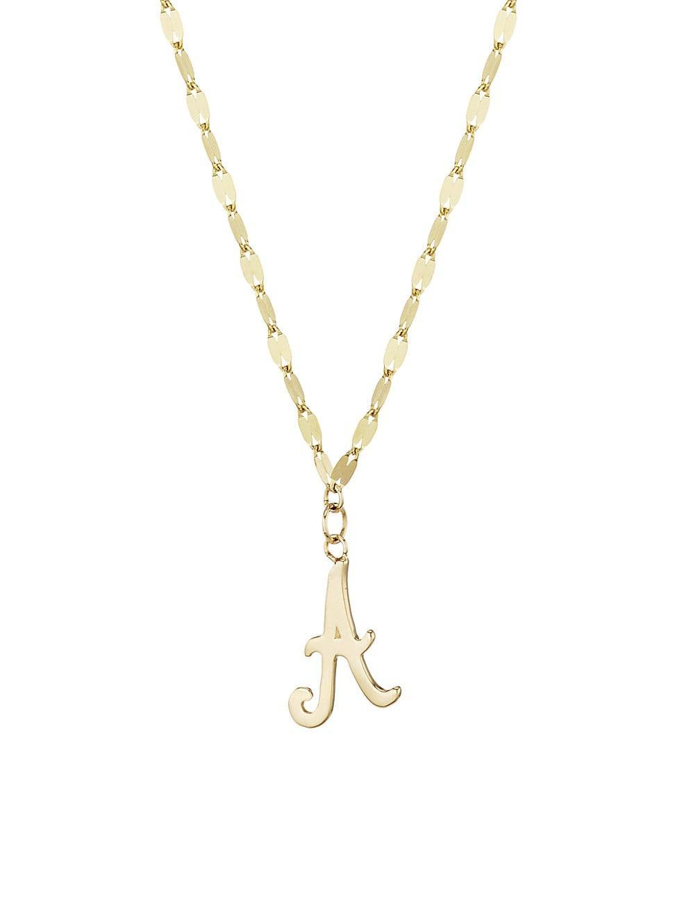 Womens 14K Yellow Gold Cursive Initial Pendant Necklace Product Image