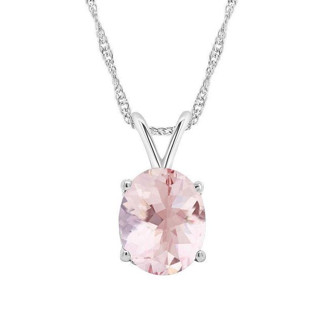 Alyson Layne 14K Gold Morganite Oval Pendant Necklace, Womens 14k White Gold Product Image