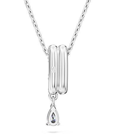 Womens Dextera Rhodium-Plated & Crystal Double-Ring Pendant Necklace Product Image