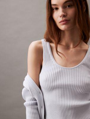 Smooth Cotton Rib Sweater Tank Top Product Image