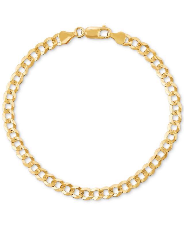 Mens Concave Curb Link Chain Bracelet in 14k Gold-Plated Sterling Silver Product Image