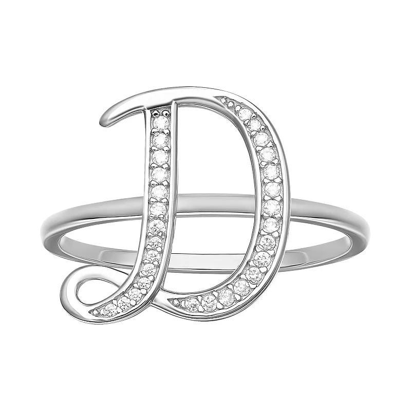 PRIMROSE Sterling Silver Cubic Zirconia Initial Ring, Womens Sterling Silver U Product Image