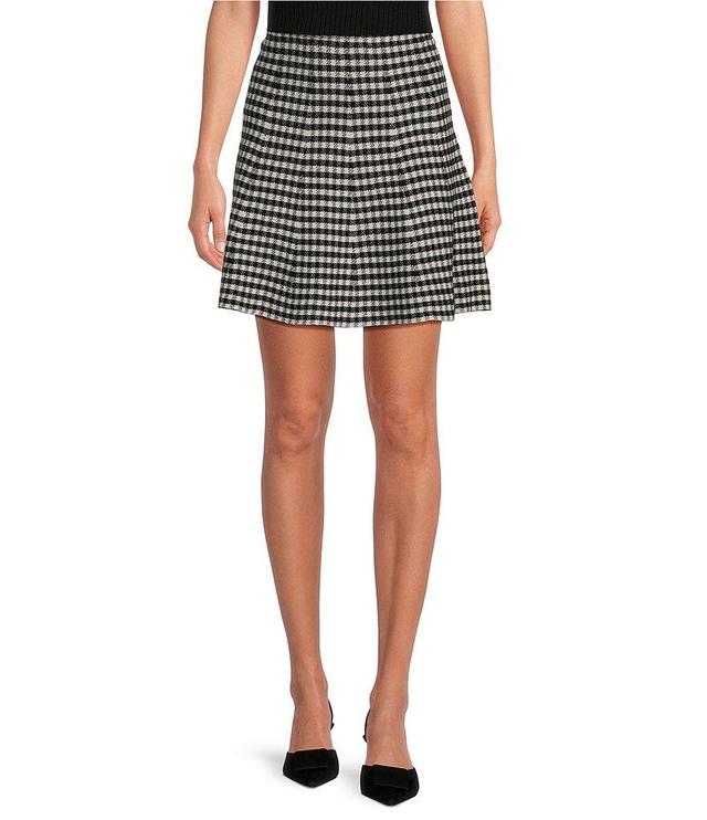 CeCe Gingham Jacquard High Waisted Flared Coordinating Short Skirt Product Image