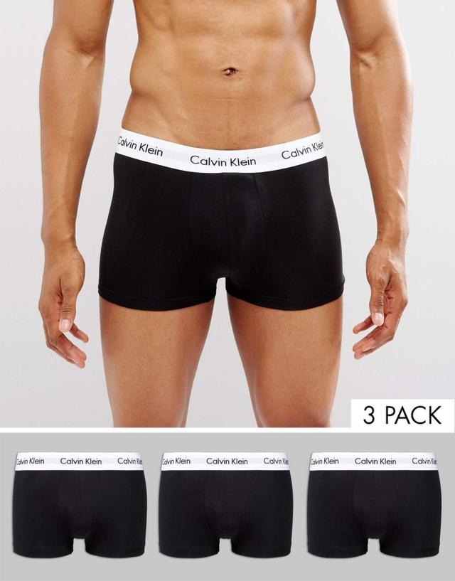 Calvin Klein Cotton Stretch 3 pack low rise boxer briefs in black Product Image