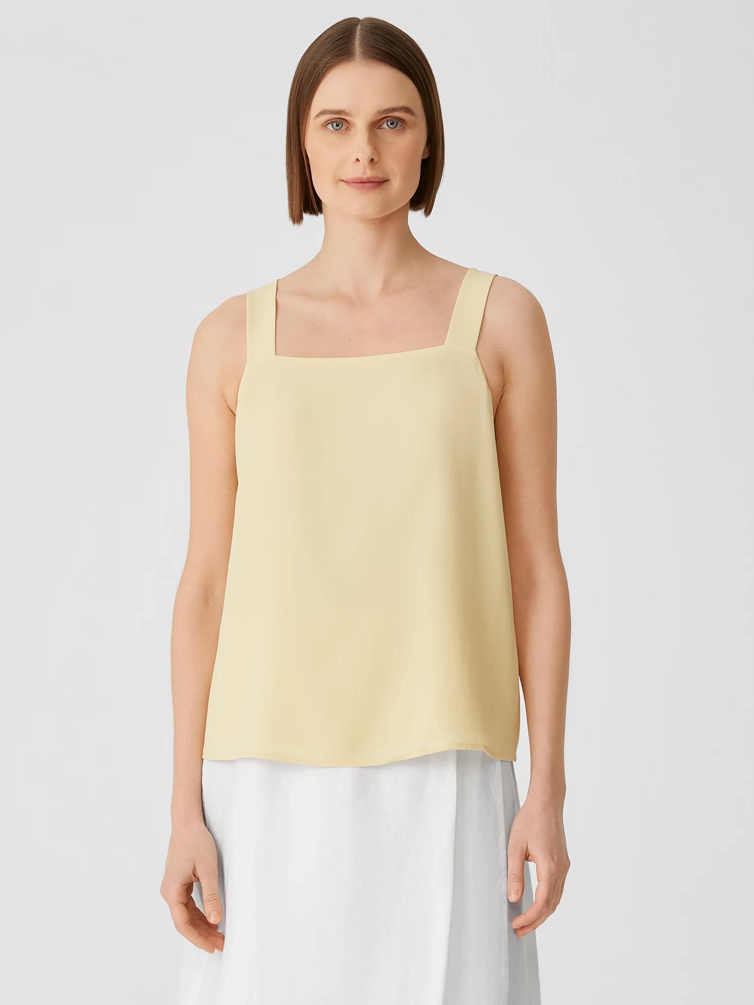 EILEEN FISHER Silk Georgette Crepe Square Neck Tankfemale Product Image