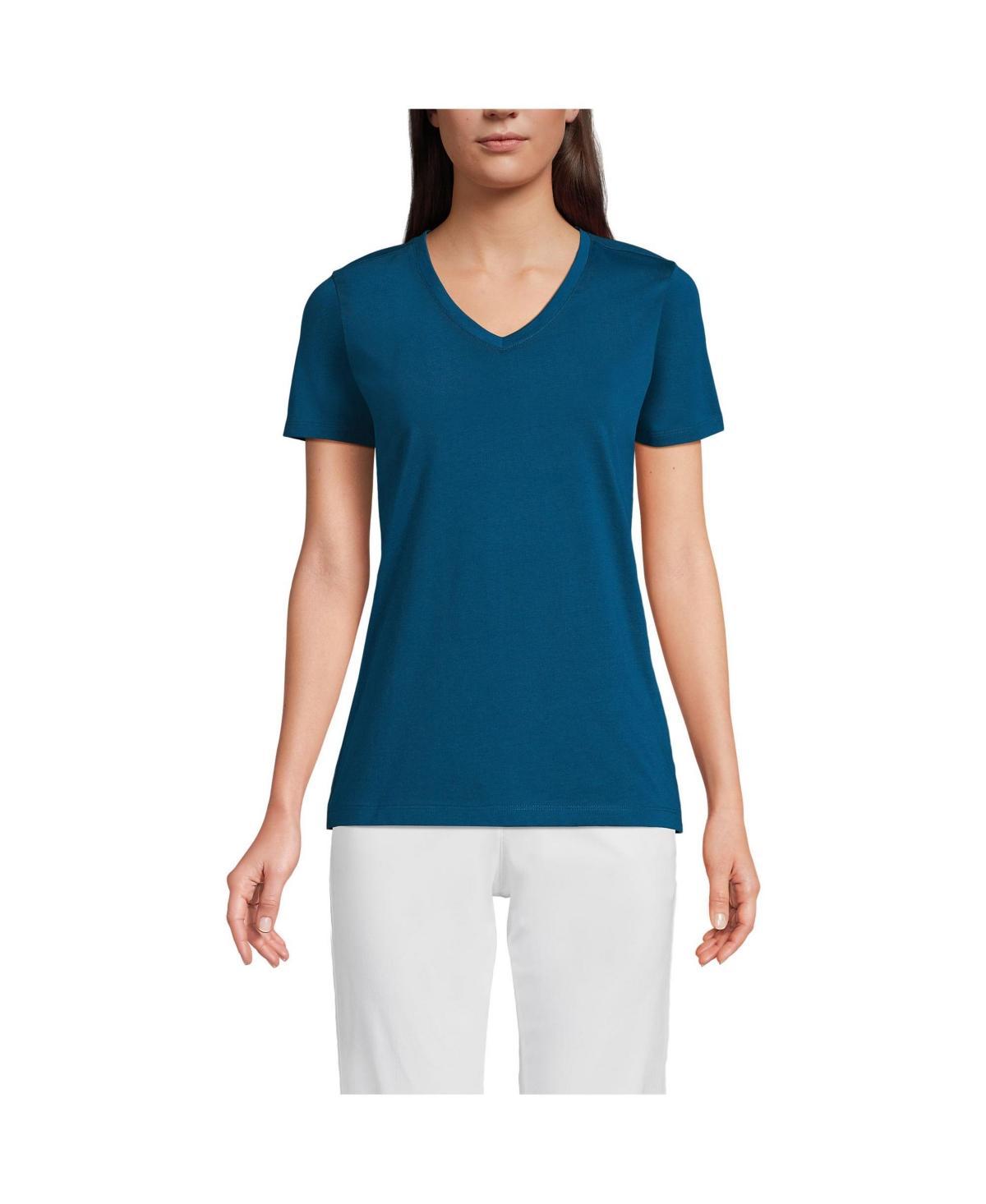 Lands End Womens Relaxed Supima Cotton Short Sleeve V-Neck T-Shirt Product Image