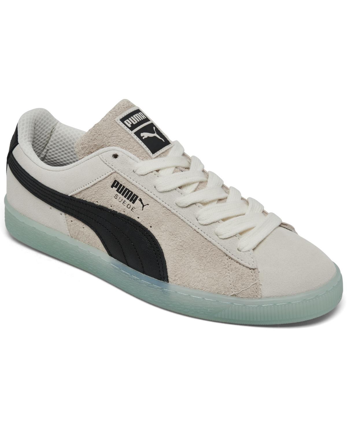 Mens PUMA Suede Classic Mist Athletic Shoe - Warm White / PUMA Black / Icy Blue Product Image