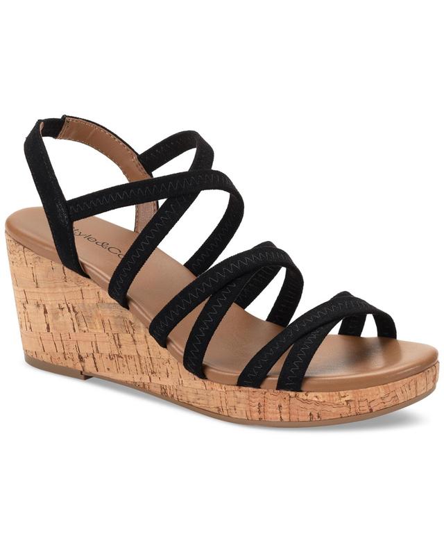 Style & Co Womens Arloo Strappy Elastic Wedge Sandals, Created for Macys Product Image