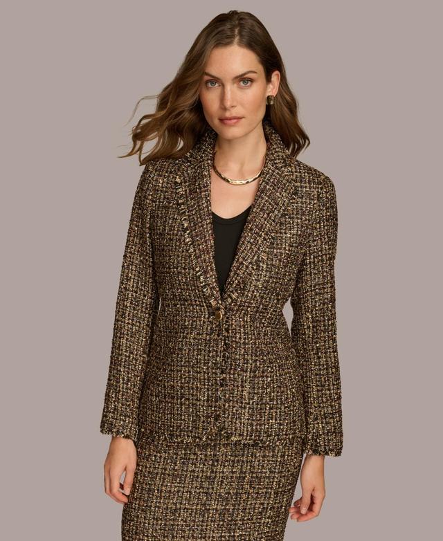 Donna Karan New York Womens Tweed One-Button Blazer Product Image