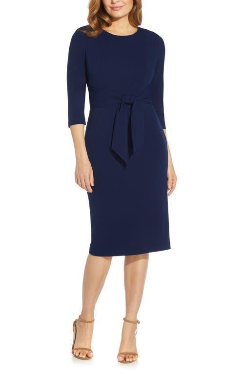 Adrianna Papell Tie Waist Crepe Sheath Dress Product Image