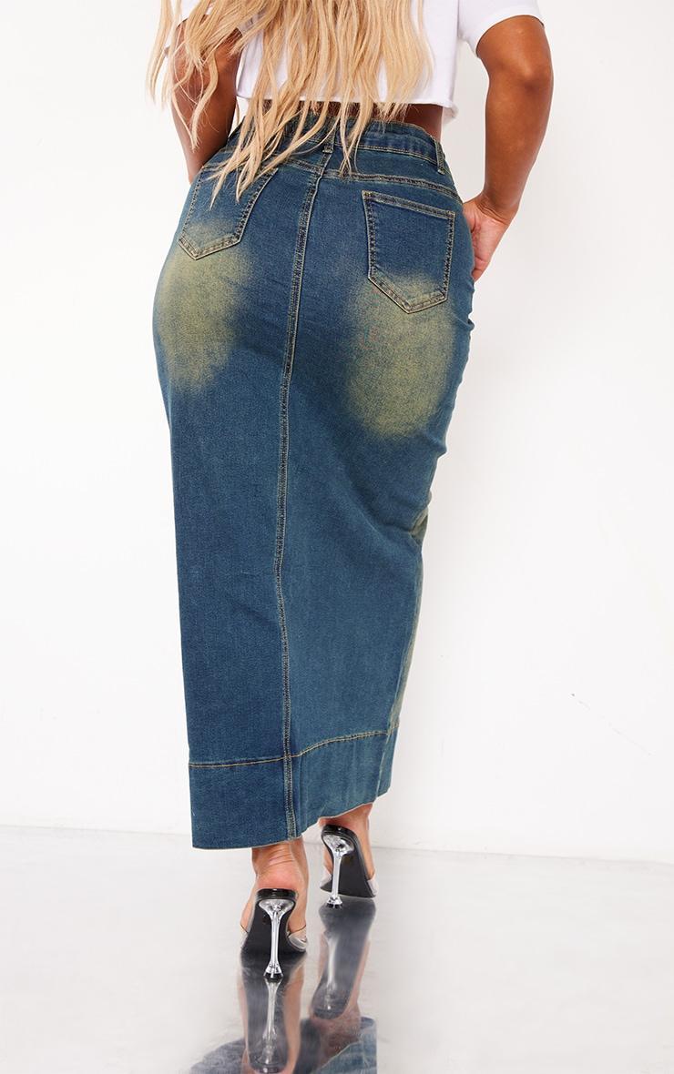 Shape Blue Denim Washed Maxi Skirt Product Image