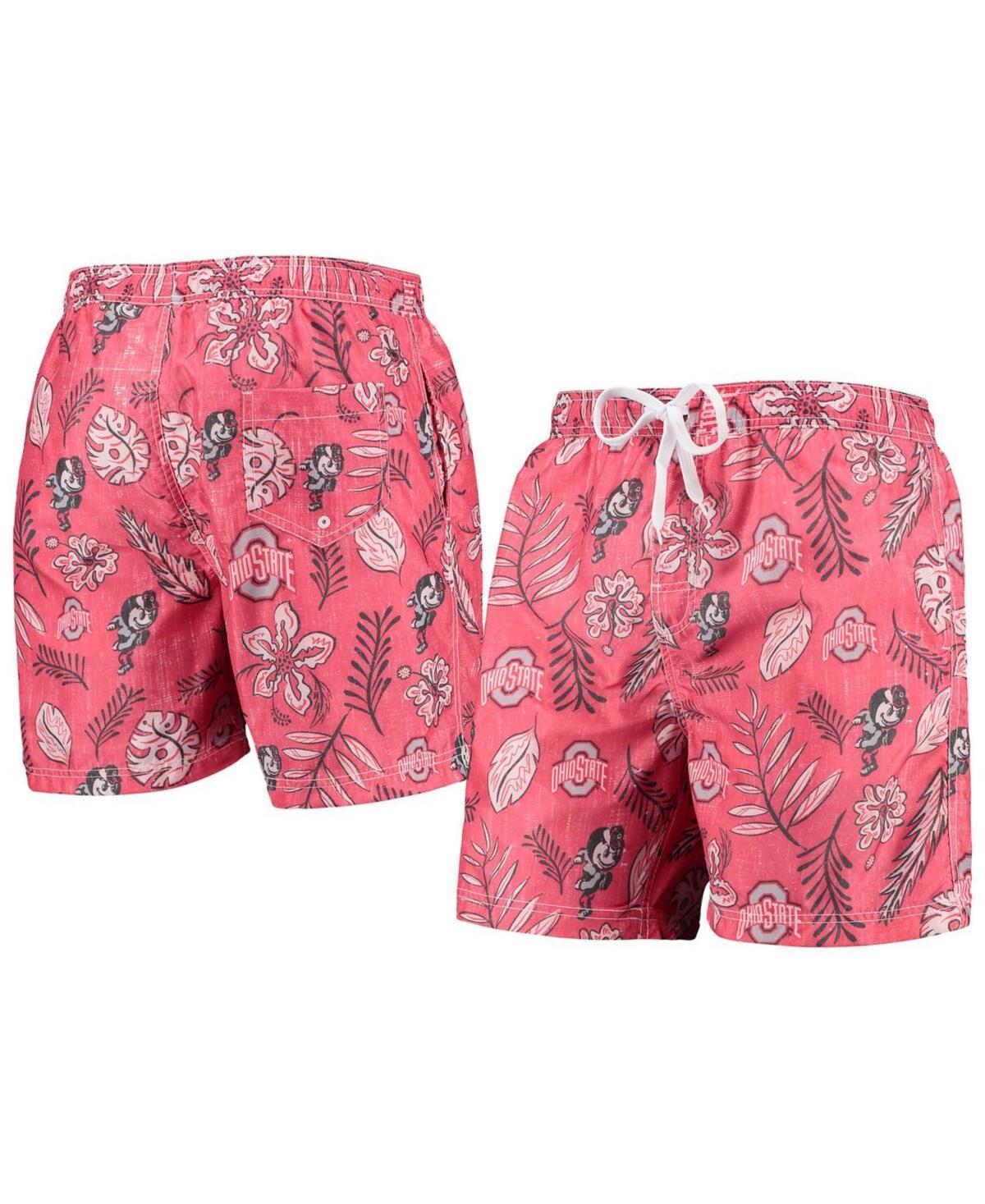 Mens Wes & Willy Scarlet Ohio State Buckeyes Vintage Floral Swim Trunks Product Image