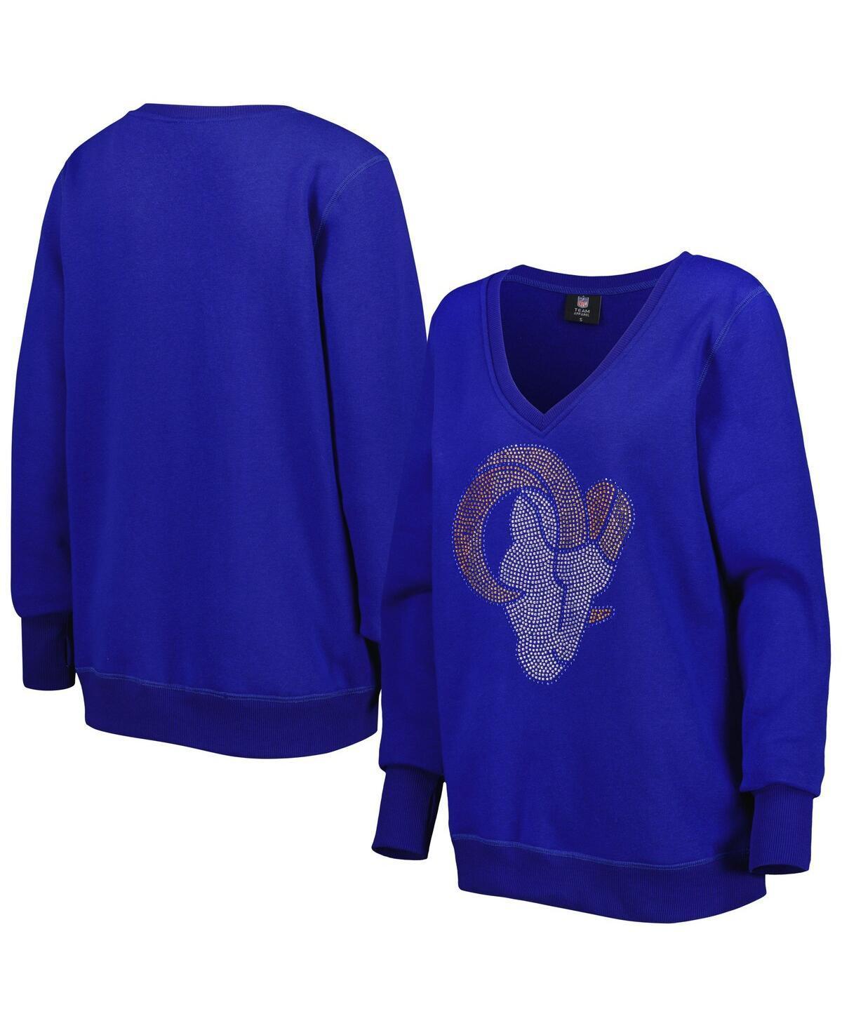 Womens Cuce Royal Los Angeles Rams Deep V-Neck Pullover Sweatshirt Product Image