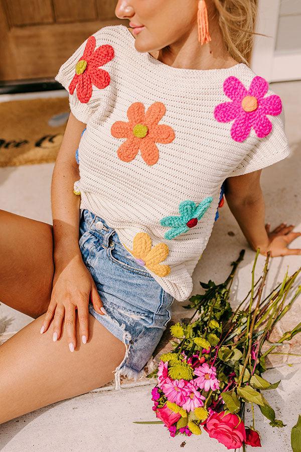 Blossoms Around Embroidered Sweater Top Product Image