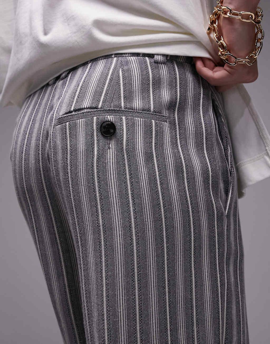 Topshop Tall stripe low slung pants in multi Product Image