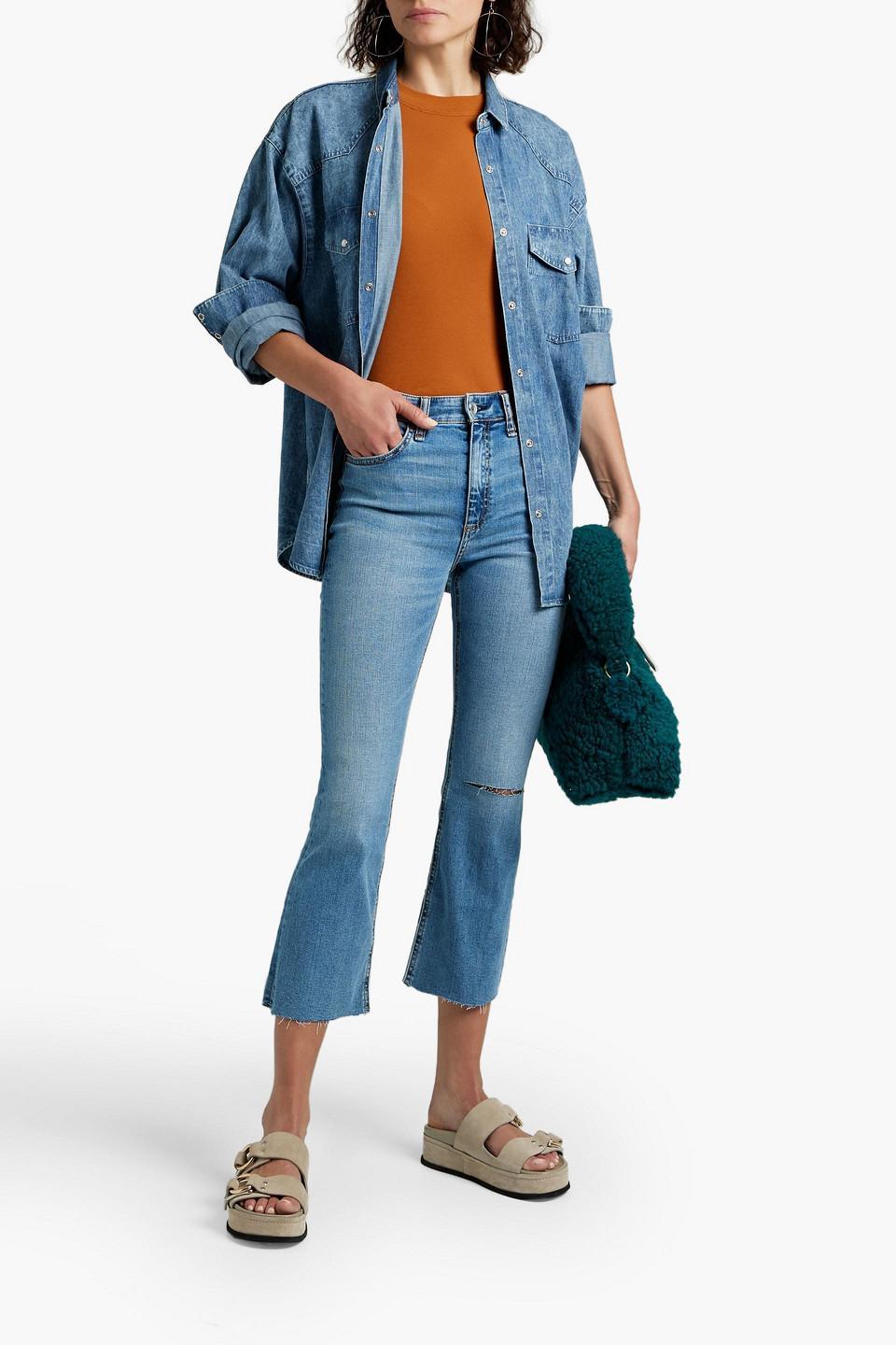 Nina High-rise Flared Stretch-denim Jeans In Clean Mick Product Image