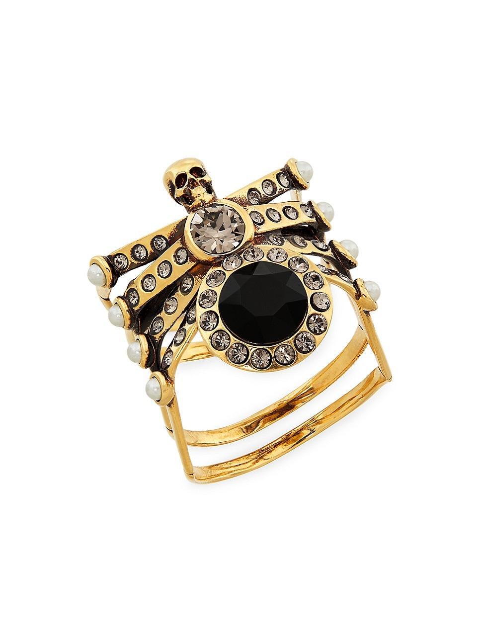 Womens Spider Goldtone & Crystal Ring Product Image