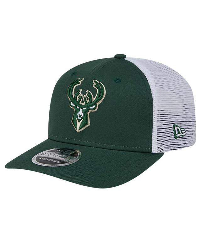 Mens New Era Hunter Green/White Milwaukee Bucks Trucker 9SEVENTY COOLERA Stretch-Snap Hat Product Image