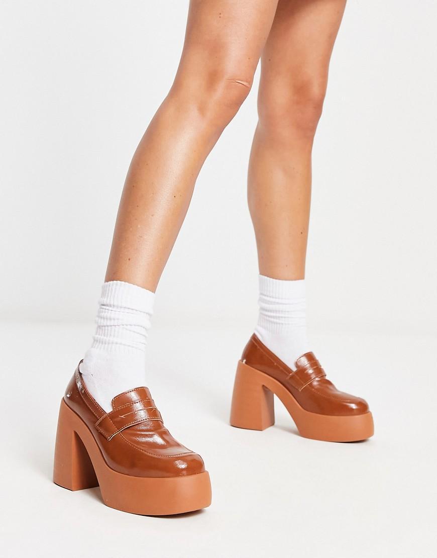 ASOS DESIGN Palette chunky high heeled loafers Product Image