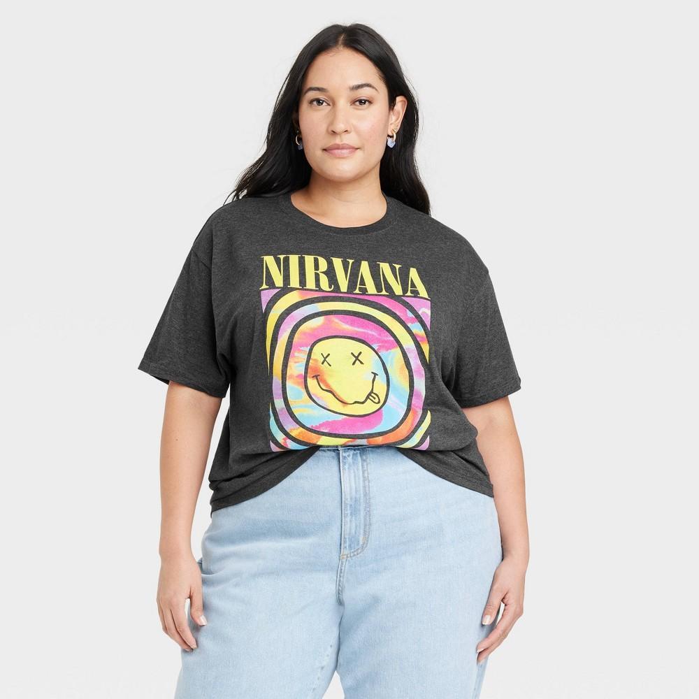 Womens Nirvana Plus Size Short Sleeve Graphic T-Shirt - Black Product Image