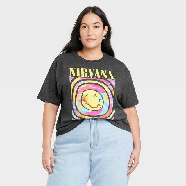 Womens Nirvana Plus Size Short Sleeve Graphic T-Shirt - Black Product Image