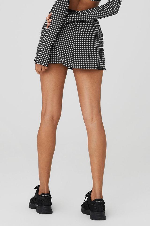 Mesh Gingham Skirt - Black Female Product Image