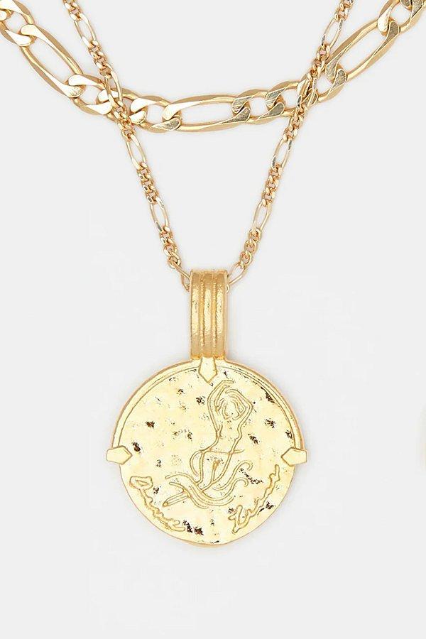 Deux Lions Jewelry Gold Sicilian Zodiac Layered Necklace Womens at Urban Outfitters Product Image