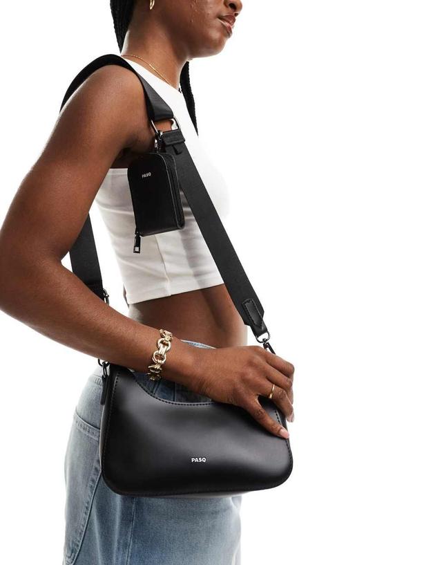 PASQ utility strap crossbody bag in black Product Image