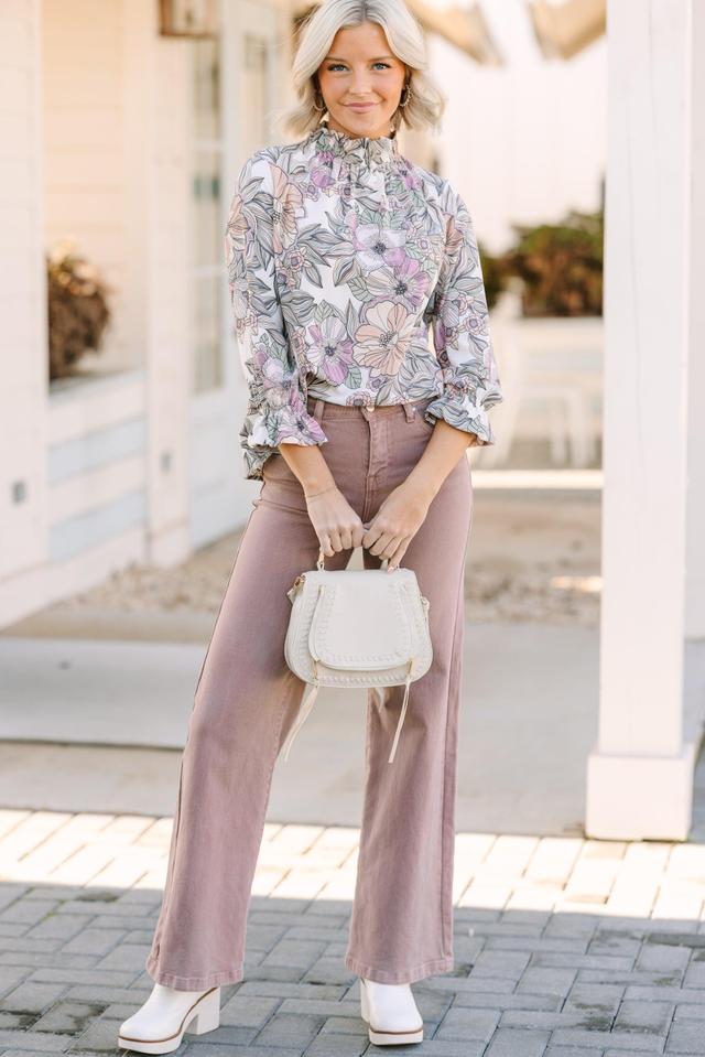 Tried and True Mauve Pink Floral Blouse Female Product Image