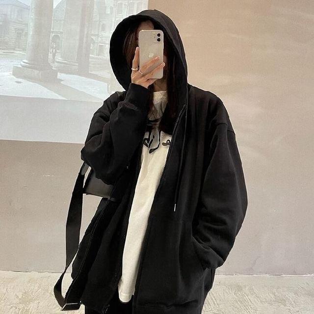 Plain Zip Hoodie Product Image