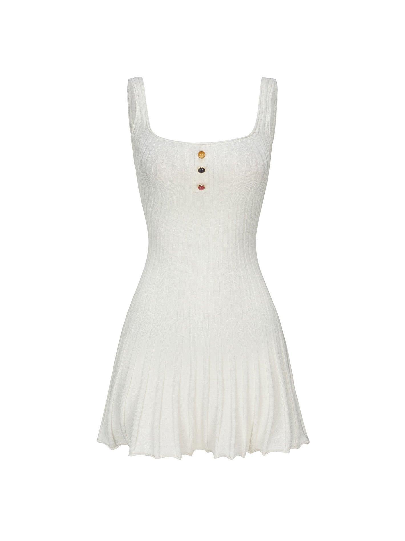 Janelle Knit Dress (White) Product Image