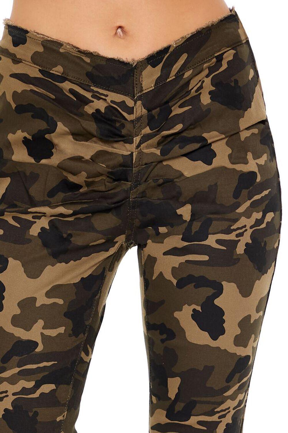 Ruched Camo Print Flare Pants | Forever 21 Product Image