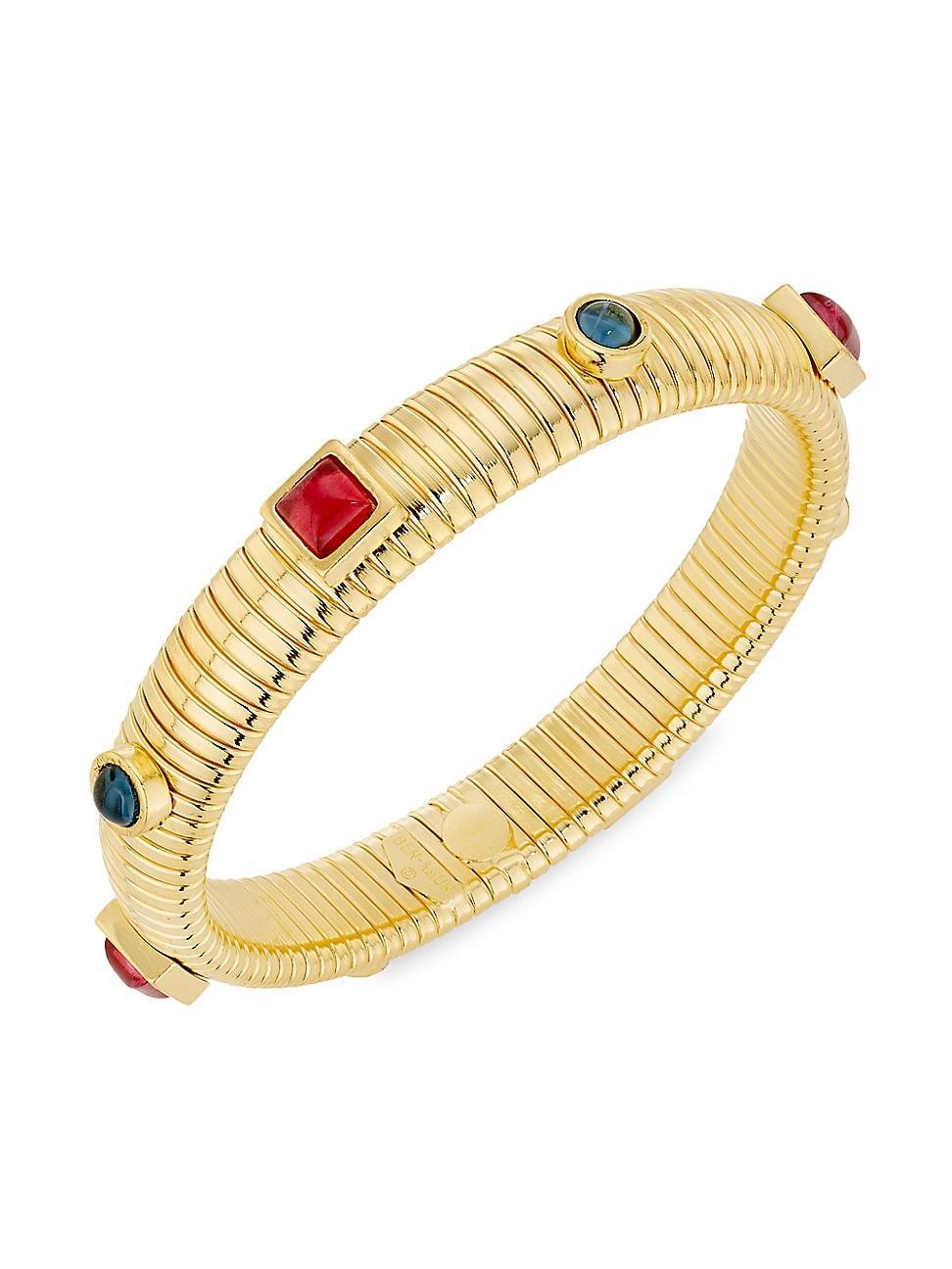 Womens Cleopatra Minya 24K Gold-Plated & Glass Stone Stretch Bracelet Product Image