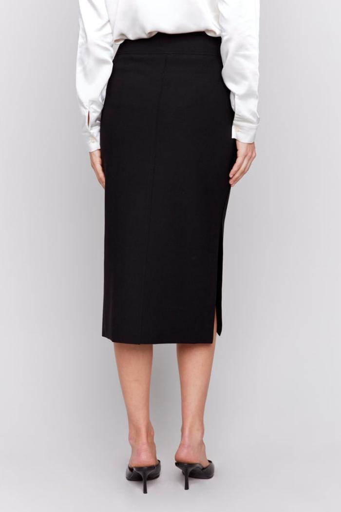 Knee Length Skirt with Side Slits and Pockets Product Image