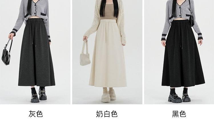 High Rise Plain Midi A-Line Skirt Product Image