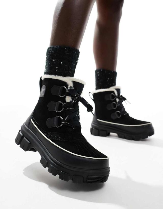 Sorel Tivoli V WP waterproof boots in black and fawn Product Image