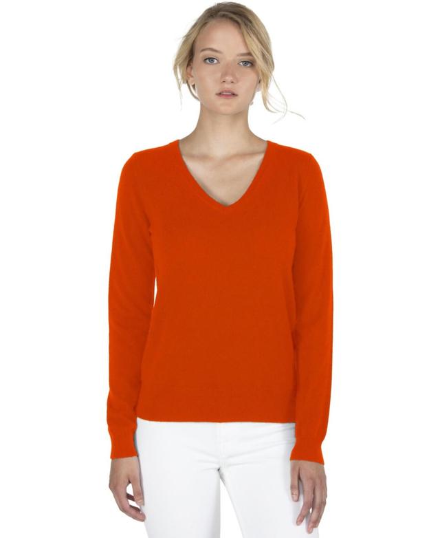 Jennie Liu Womens 100% Pure Cashmere Long Sleeve Pullover V Neck Sweater Product Image