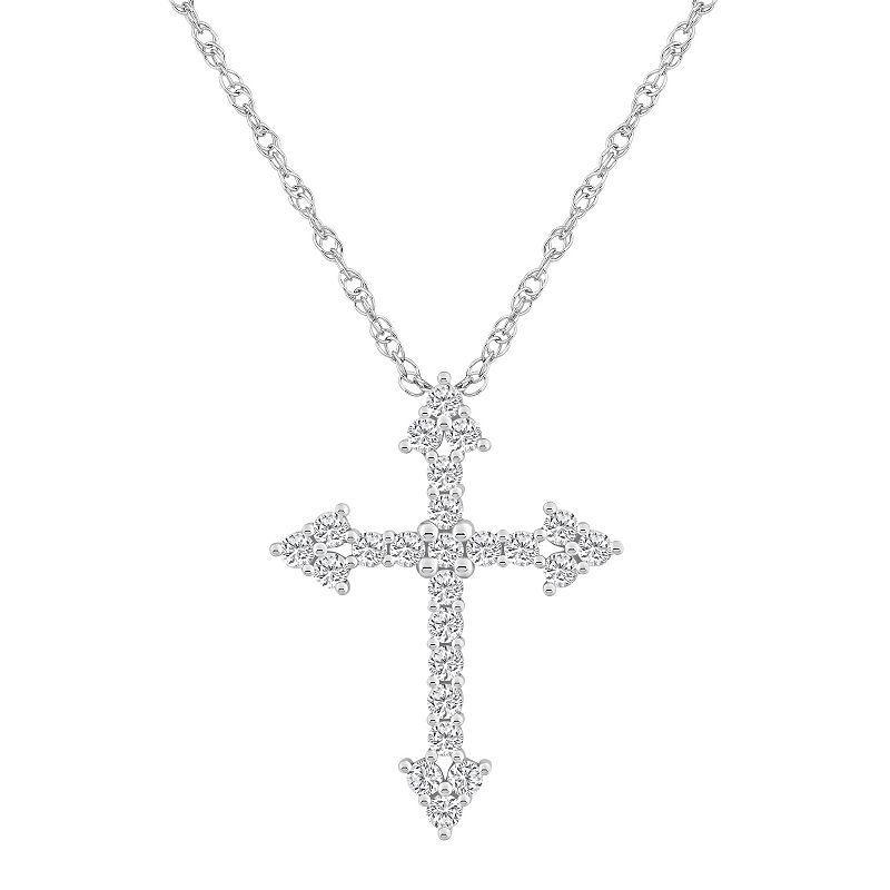 Alyson Layne 10k Gold 1/2 Carat T.W. Diamond Cross Pendant Necklace, Womens White Product Image