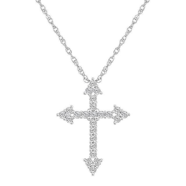 Alyson Layne 10k Gold 1/2 Carat T.W. Diamond Cross Pendant Necklace, Womens 10k White Gold Product Image