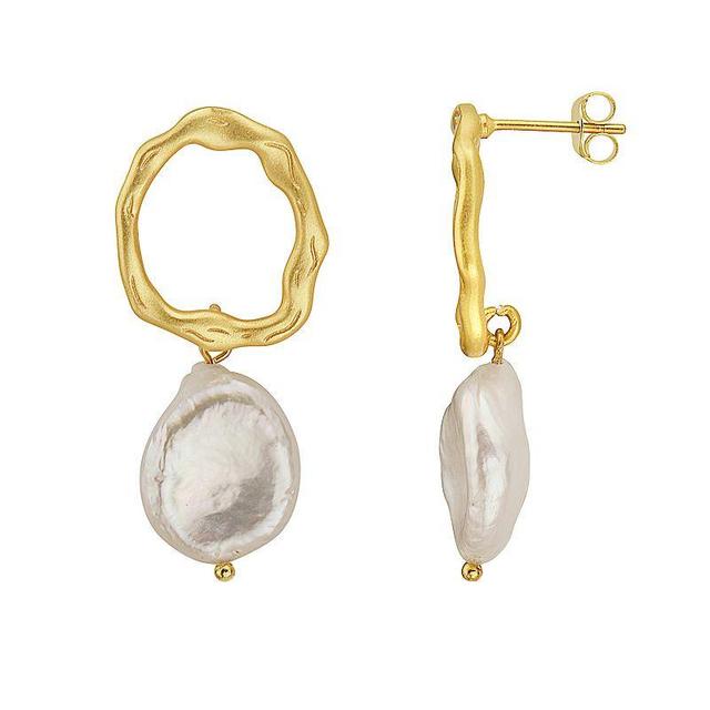 14k Gold Over Sterling Silver Freshwater Cultured Pearl Drop Earrings, Womens, Gold Tone Product Image