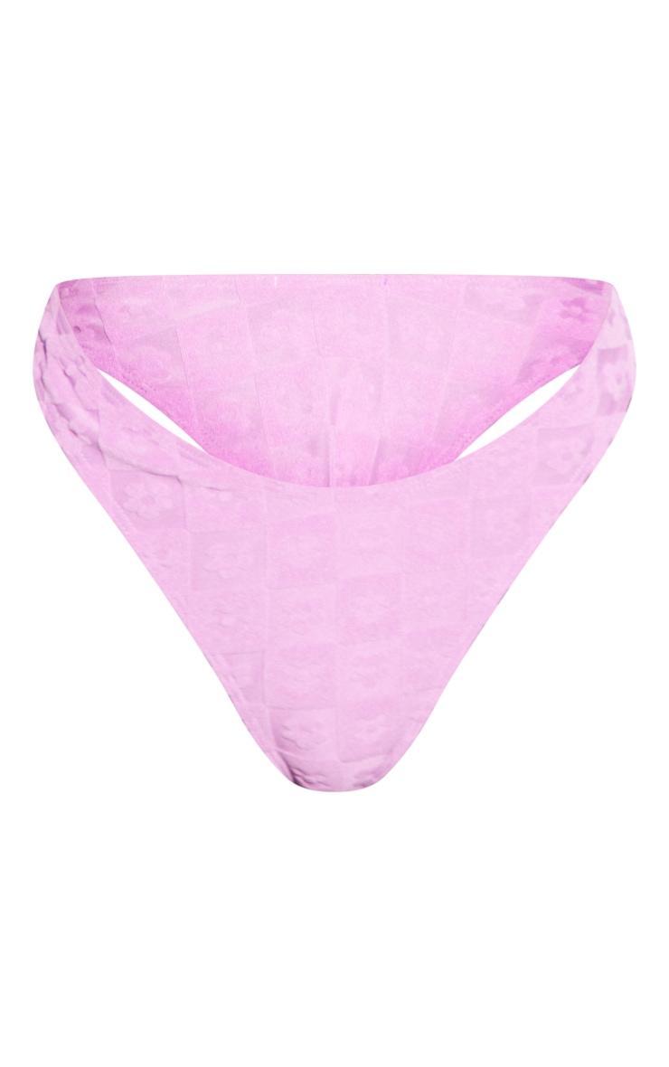 Pink Floral Check Boomerang Thong Bikini Bottoms Product Image