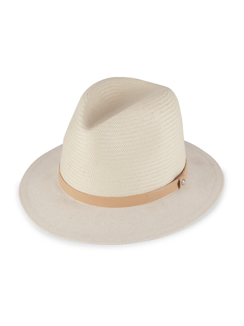 Womens Floppy Brim Straw & Canvas Fedora product image