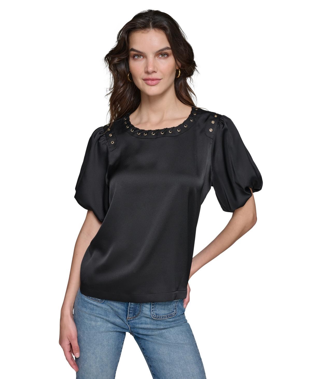 Women's Grommet Puff-Sleeve Top Product Image