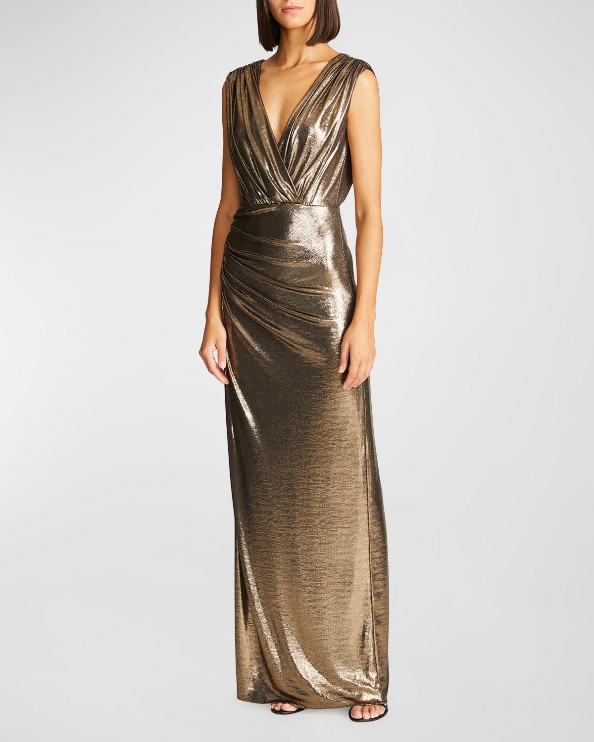 Womens Misha Metallic Jersey Wrap Gown Product Image