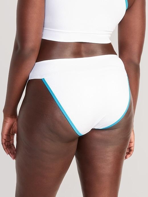 High-Waisted Ribbed French-Cut Bikini Swim Bottoms Product Image